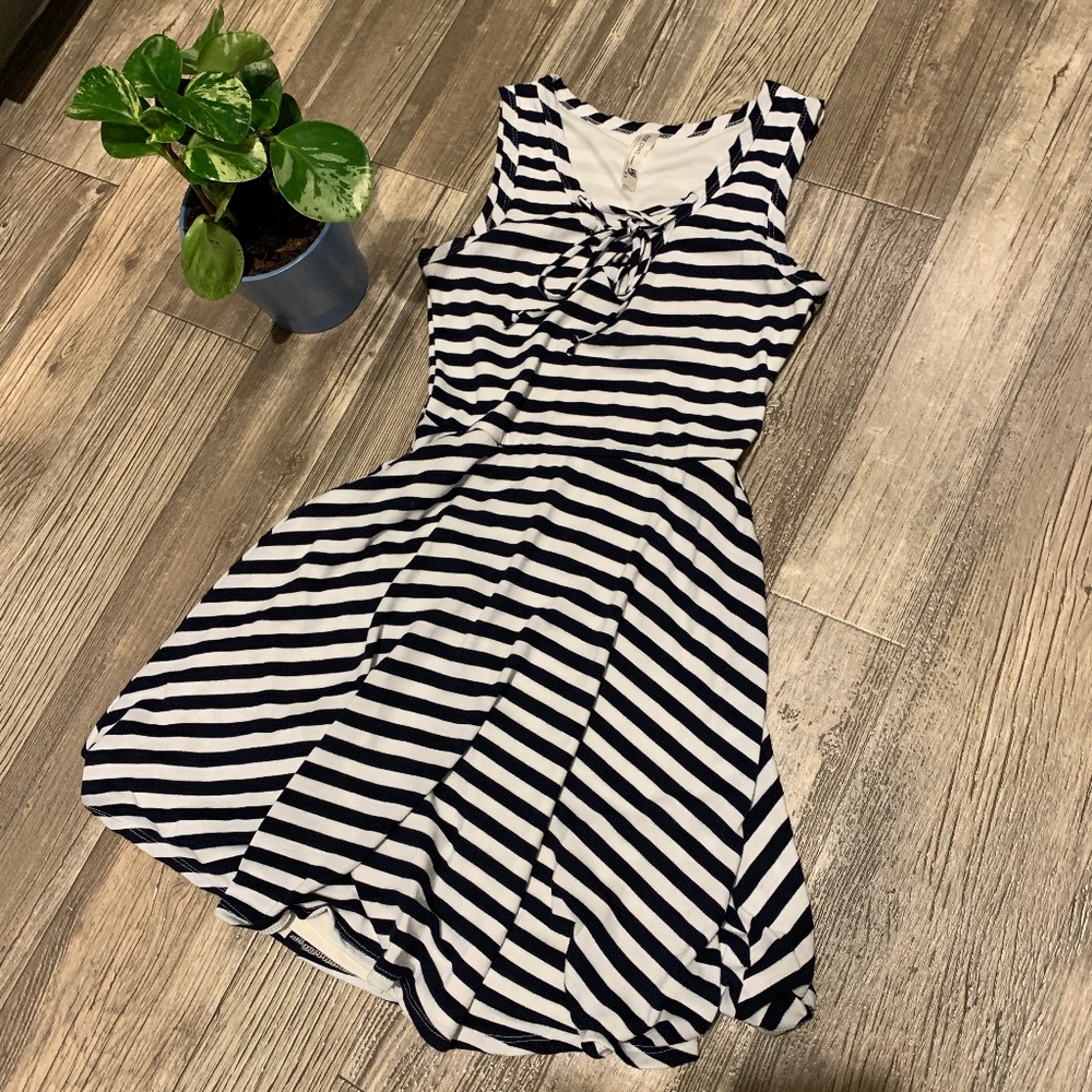 White and Navy Striped Modcloth Dress